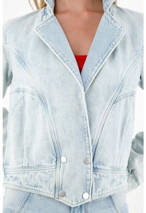 Tennis Chaqueta Azul Con Cuello De Solapa Para Mujer