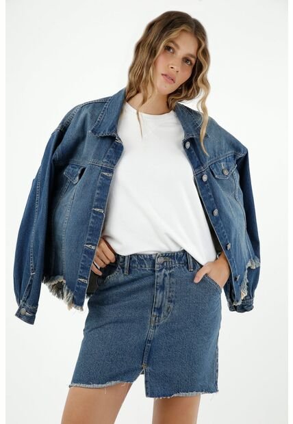 Falda De Mujer, Silueta Ajustada De Diseño Corto, 100% Algodón, Tono Medio