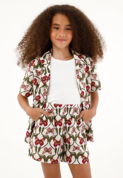 Bermuda Con Estampado De Mariposas Para Niña