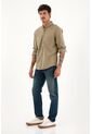 Camisa Oxford Manga Larga Café Para Hombre de Tennis
