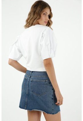 Falda De Mujer, Silueta Ajustada De Diseño Corto, 100% Algodón, Tono Medio