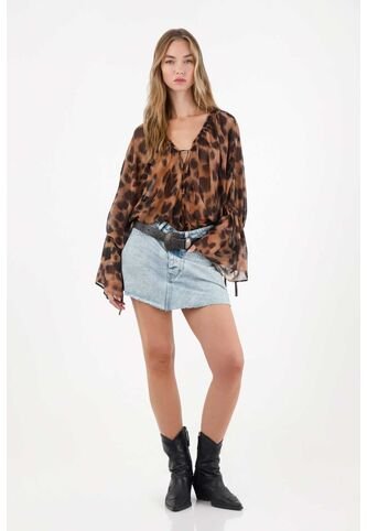 Tennis Camisa Animal Print Con Leve Transparencia Para Mujer Tennis