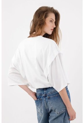 Tennis Camiseta Oversize Con Mangas Amplias En Algodón Blanco Para Mujer