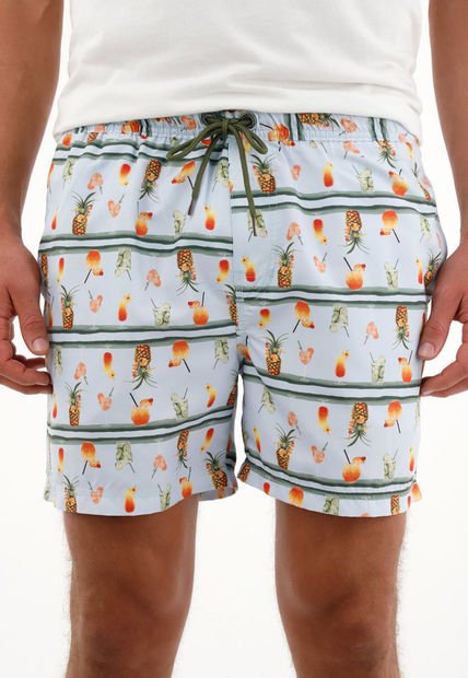 Pantaloneta De Baño Con Estampado De Frutas Para Hombre