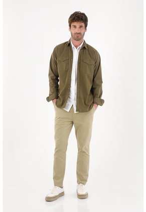 Tennis Pantalón Tipo Chino Verde Con Textura Suave Para Hombre