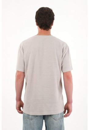 Camiseta Básica De Tela Con Textura Café Para Hombre