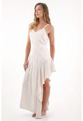 Tennis Vestido Largo Asimétrico De Animal Print Gris Para Mujer