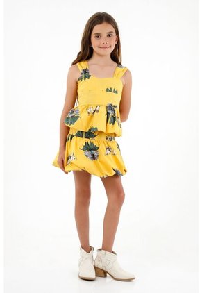 Falda Amarilla Tipo Globo Para Niña