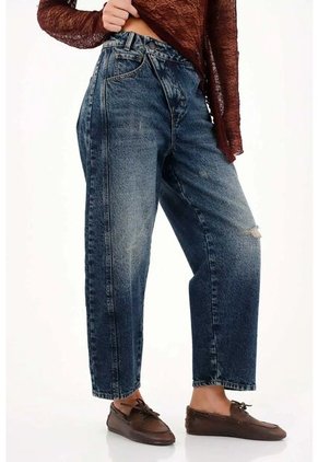 Tennis Jean Horseshoe Tiro Bajo Con Rotos Azul Para Mujer