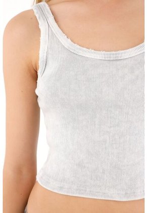 Tennis Camiseta Tipo Esqueleto En Rib Gris Para Mujer
