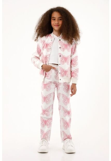 Jean Recto Con Estampado De Mariposas Para Niña