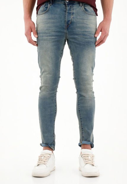 Jean Azul Super Skinny Para Hombre