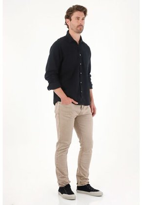 Tennis Camisa En Dril Liviano Manga Larga Negra Para Hombre