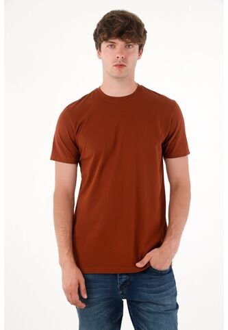 Camiseta Manga Corta En 100% Algodón Café Para Hombre Tennis