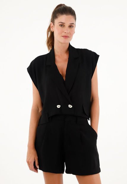 Bermuda Negra De Tiro Alto Para Mujer