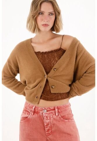 Tennis Buzo Tipo Cárdigan Café Para Mujer Tennis