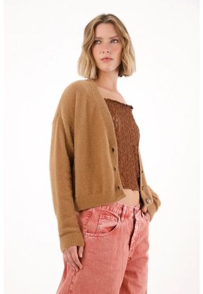 Tennis Buzo Tipo Cárdigan Café Para Mujer