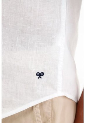 Tennis Camisa Blanca En Lino Para Hombre
