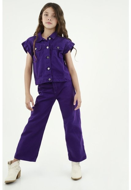 Chaleco Manga Corta Morado Para Niña