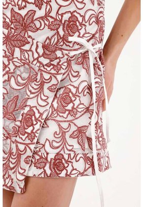 Tennis Vestido Mini Strapless Con Falda Cruzada Con Amarre En Poliéster Blanco Terracota Para Mujer