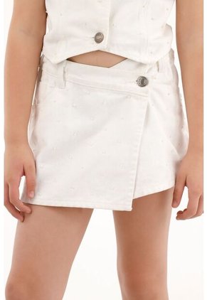 Falda Crudo Corta Con Perlas Decorativas Para Niña