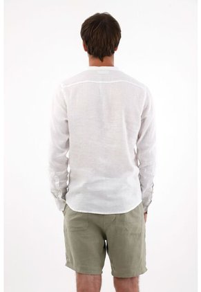 Tennis Camisa En 100% Lino Cuello Neru Blanca Para Hombre