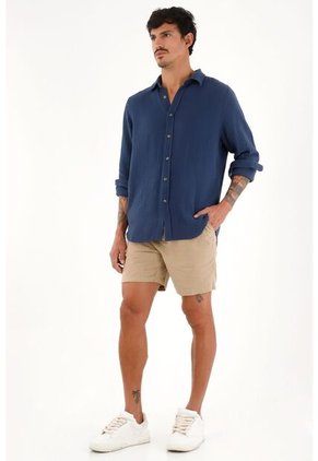 Tennis Camisa Azul Manga Larga Para Hombre