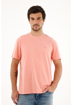 Camiseta Naranja Con Raqueta Estampada Para Hombre