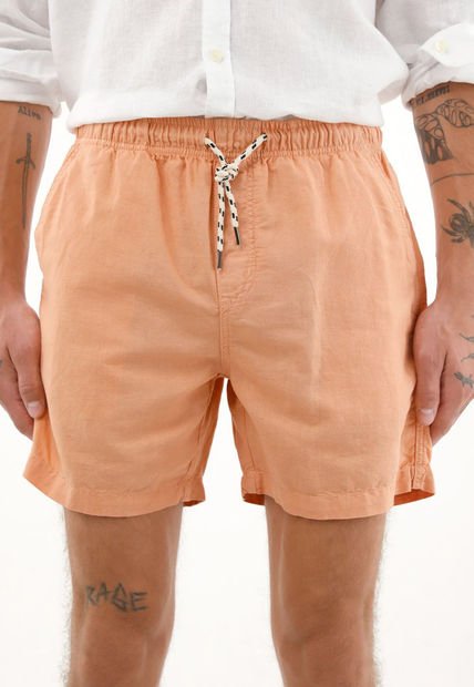 Bermuda Regular Fit Con Pretina Elástica Naranja Para Hombre