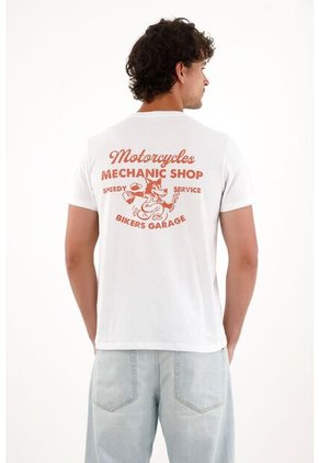 Tennis Camiseta Con Estampado En Espalda Blanca Con Acabado Liso Para Hombre