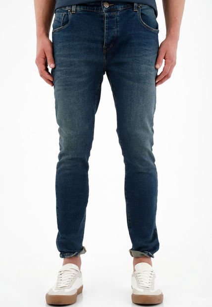 Jean Skinny Azul Tono Oscuro Para Hombre