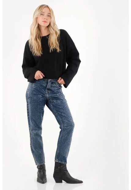 Tennis Jean Mom Tiro Bajo Con Foil Animal Print Para Mujer