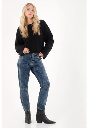 Tennis Jean Mom Tiro Bajo Con Foil Animal Print Para Mujer