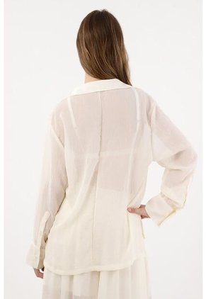 Tennis Camisa Manga Larga Con Transparencia Crudo Para Mujer