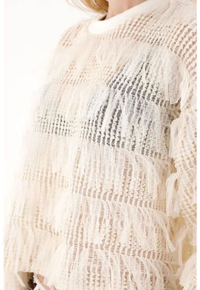 Tennis Buzo Con Detalles De Flecos Crudo Para Mujer