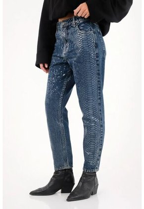 Tennis Jean Mom Tiro Bajo Con Foil Animal Print Para Mujer