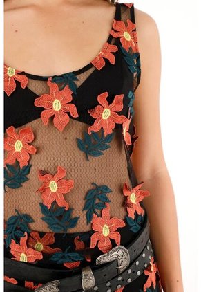 Tennis Camisa Manga Sisa Con Apliques De Flores 3D Para Mujer