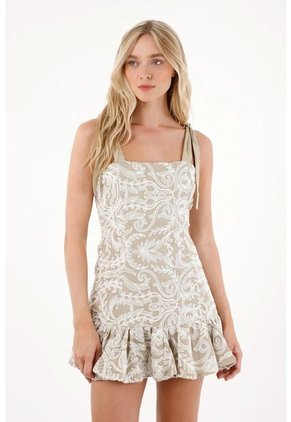 Tennis Vestido Corto En Tela Bordada Verde Para Mujer