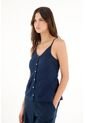 Tennis Camisa De Tiras Con Detalle Bordado Azul Para Mujer de Tennis