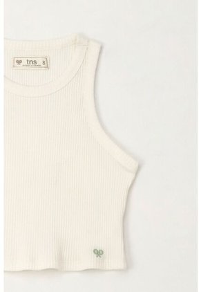 Camiseta Manga Sisa En Rib Crudo Para Niña