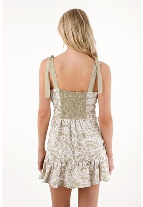 Tennis Vestido Corto En Tela Bordada Verde Para Mujer