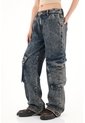 Tennis Jean Wide Leg Tiro Bajo Cargo Para Mujer de Tennis