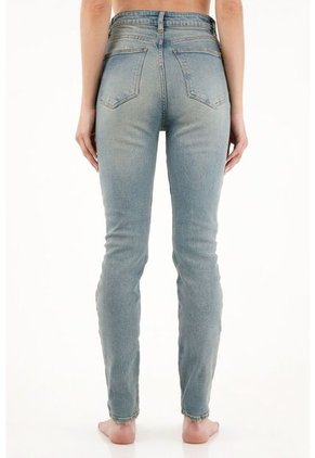 Tennis Jean Super Slim Tiro Medio Azul Para Mujer