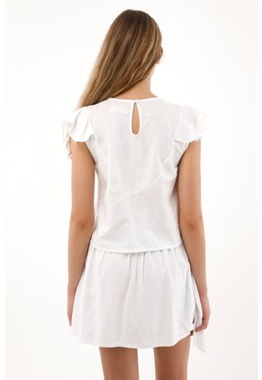 Tennis Camisa Manga Sisa Con Bolero Y Bordado Blanca Para Mujer