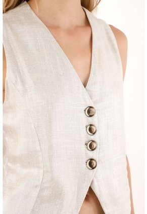 Tennis Chaleco Gris Con Efecto Metalizado Para Mujer