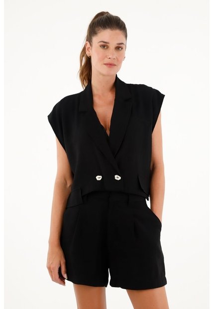 Tennis Bermuda Negra De Tiro Alto Para Mujer