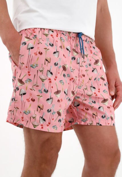 Pantaloneta De Baño Con Estampado De Hongos Para Hombre