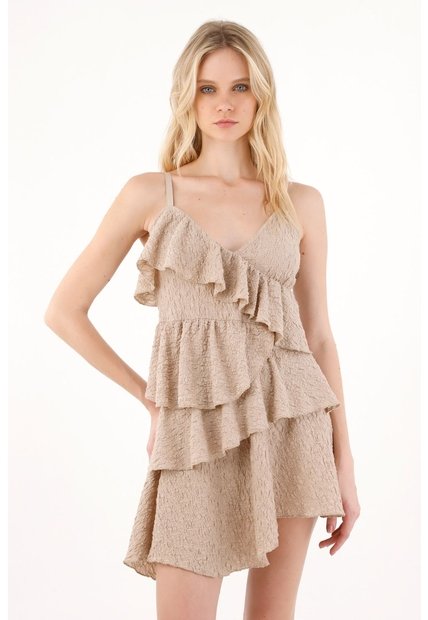 Tennis Vestido Corto Con Boleros Café Con Diseño Limpio Para Mujer