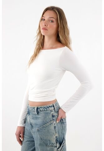 Tennis Camiseta Manga Larga Ajustada Crudo Para Mujer Tennis