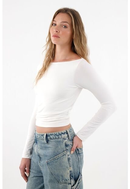 Tennis Camiseta Manga Larga Ajustada Crudo Para Mujer